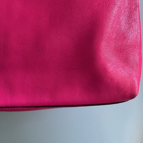 Vintage KATE SPADE New York Leather Tote Shoulder Bag Neon Pink Large - Picture 9 of 12